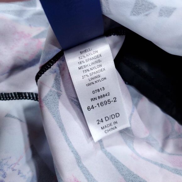 Swimsuits For All 24D/DD Tie Front Underwire Tankini Top Red Blue Palm - Picture 4 of 6